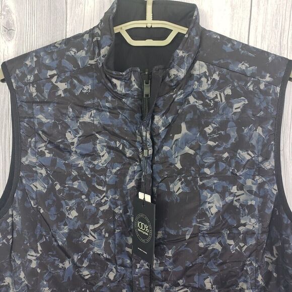 Theory Vest Men's Large Black Camo Light Puffer Reversible Turco BQ Quilted - Picture 5 of 9